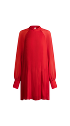 Red pleated dress on a white background