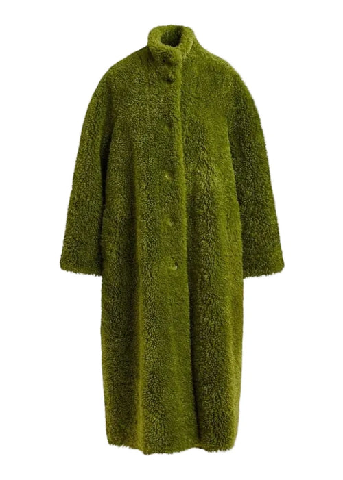 Green textured coat on a white background