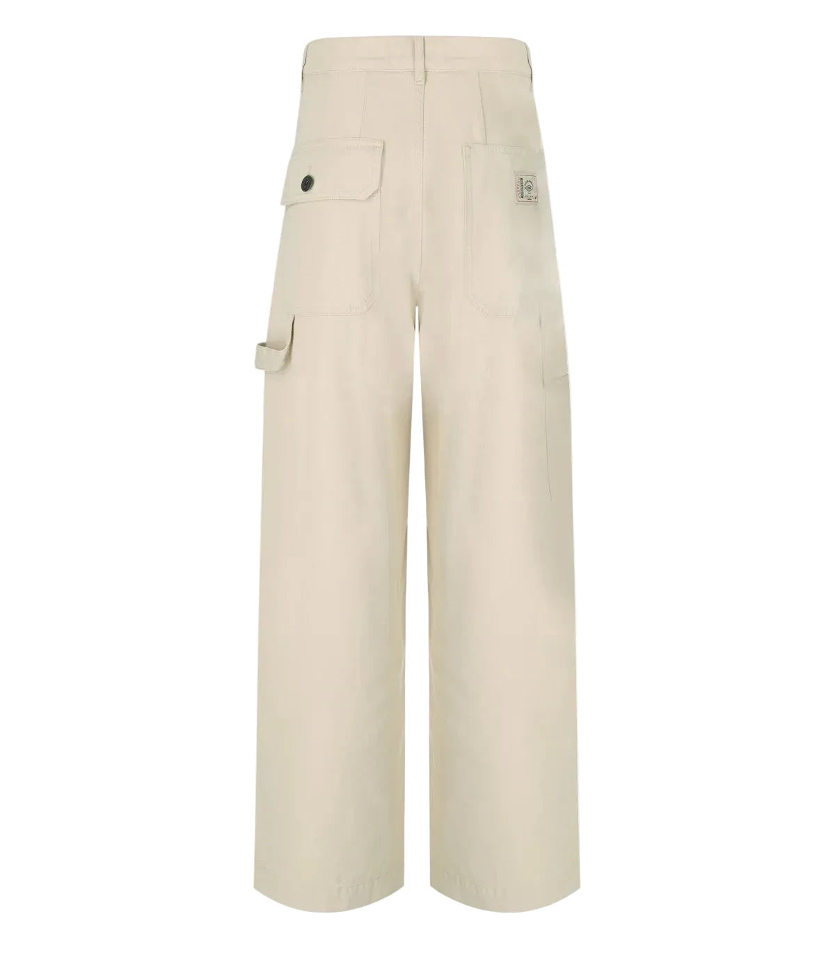 Beige cargo pants on a white background
