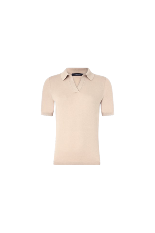 Beige polo shirt on a white background
