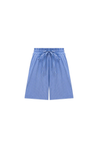 Blue striped shorts on a white background
