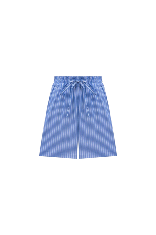 Blue striped shorts on a white background