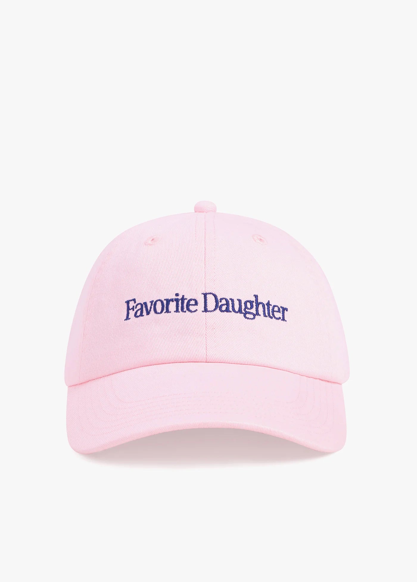 Pink cap with 'Favorite Daughter' text on a white background
