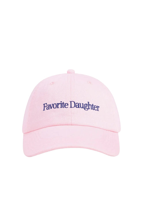 Pink cap with 'Favorite Daughter' text on a white background