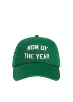 Green cap with 'Mom of the Year' text on a white background