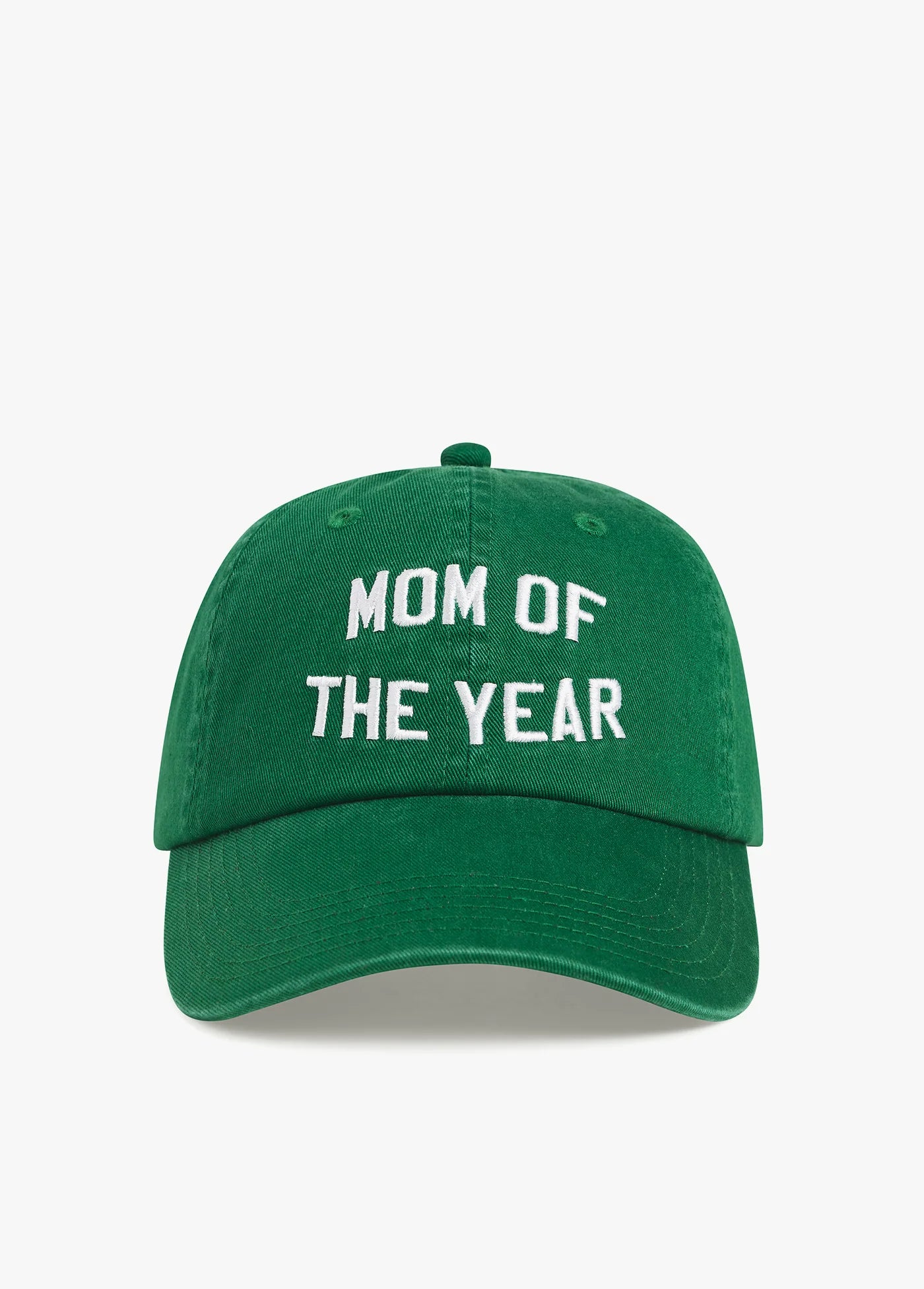 Green cap with 'Mom of the Year' text on a white background