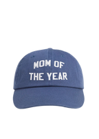 Blue cap with 'Mom of the Year' text on a white background