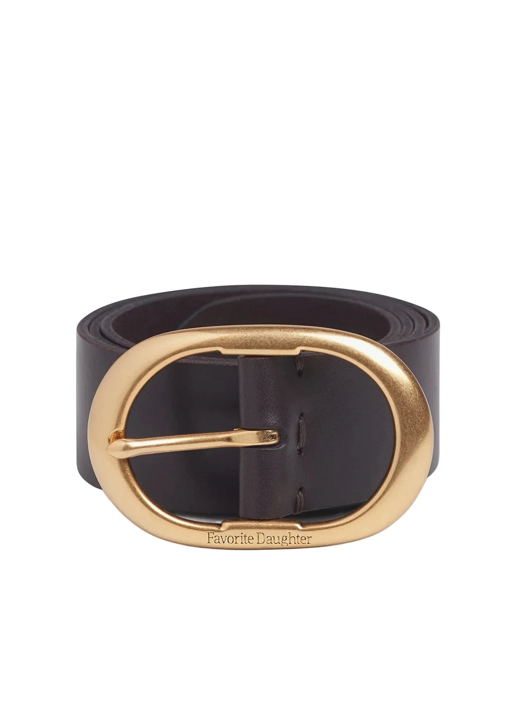 Black belt with a gold buckle on a white background