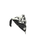 Black and white patterned headscarf on a white background