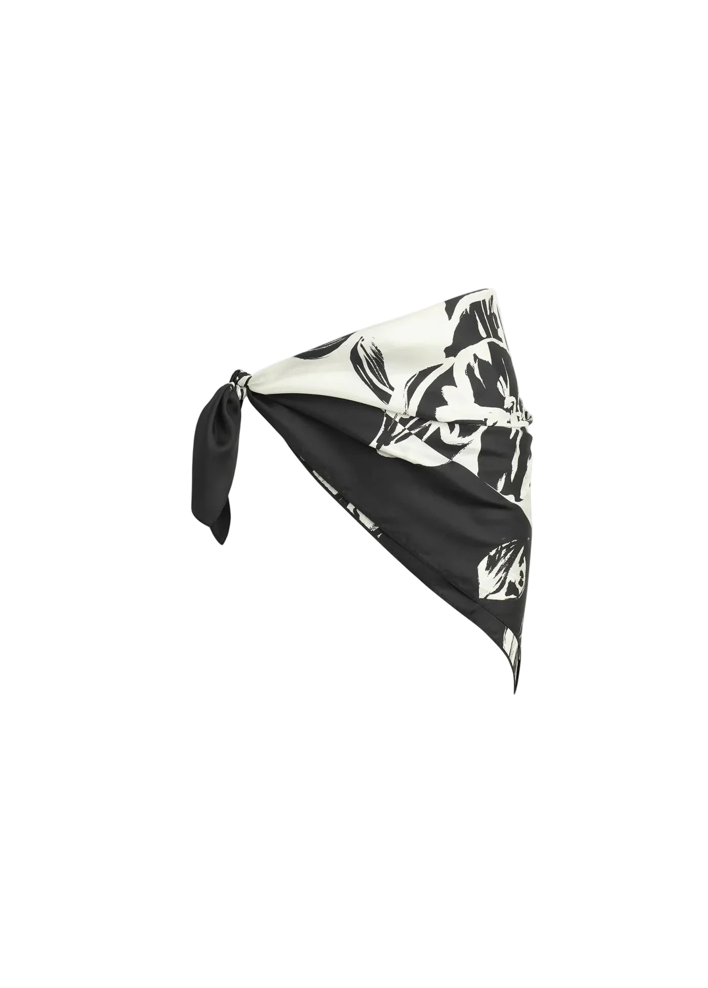 Black and white patterned headscarf on a white background