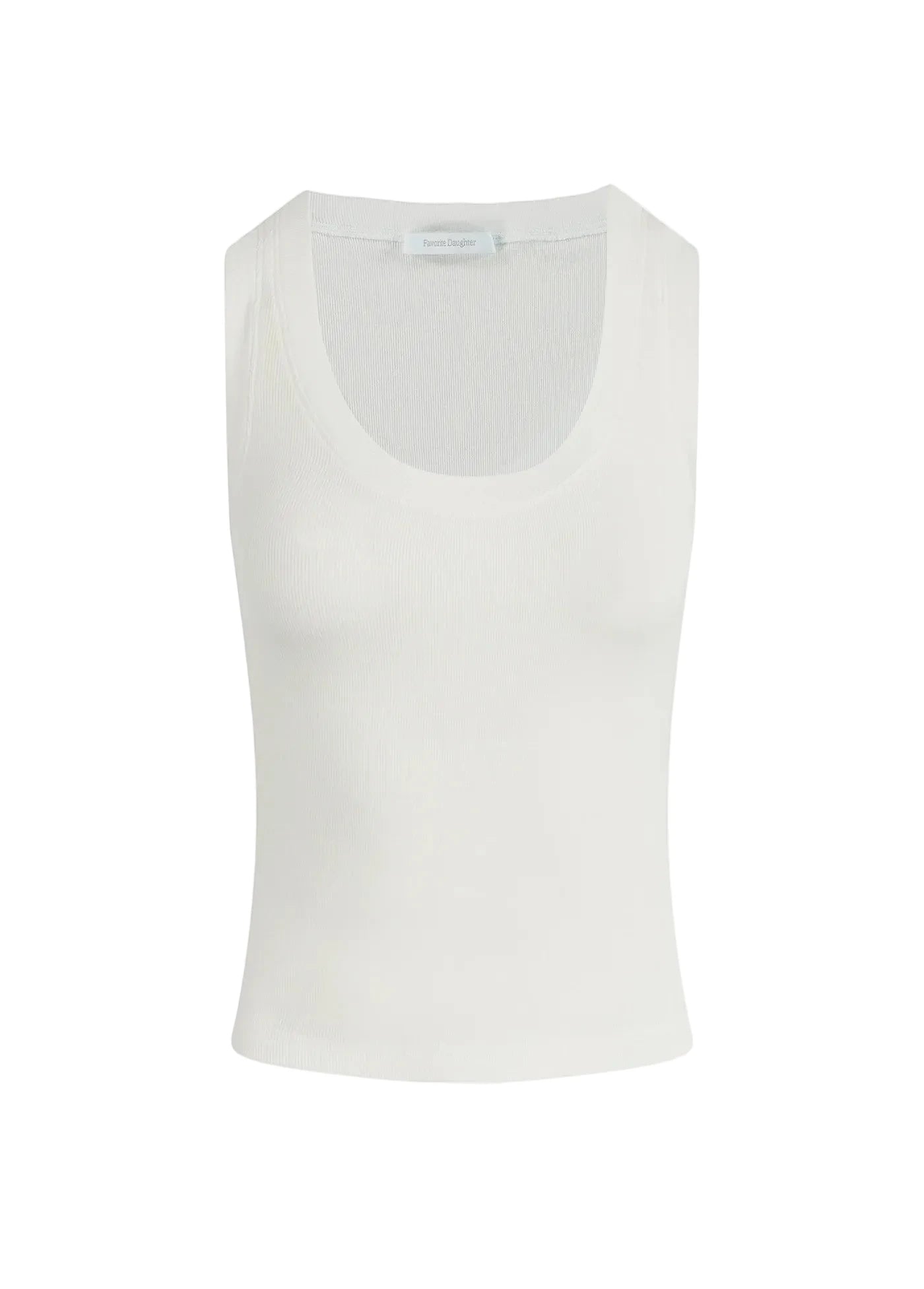 White sleeveless top on a light gray background