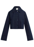 Navy blue jacket on a beige background