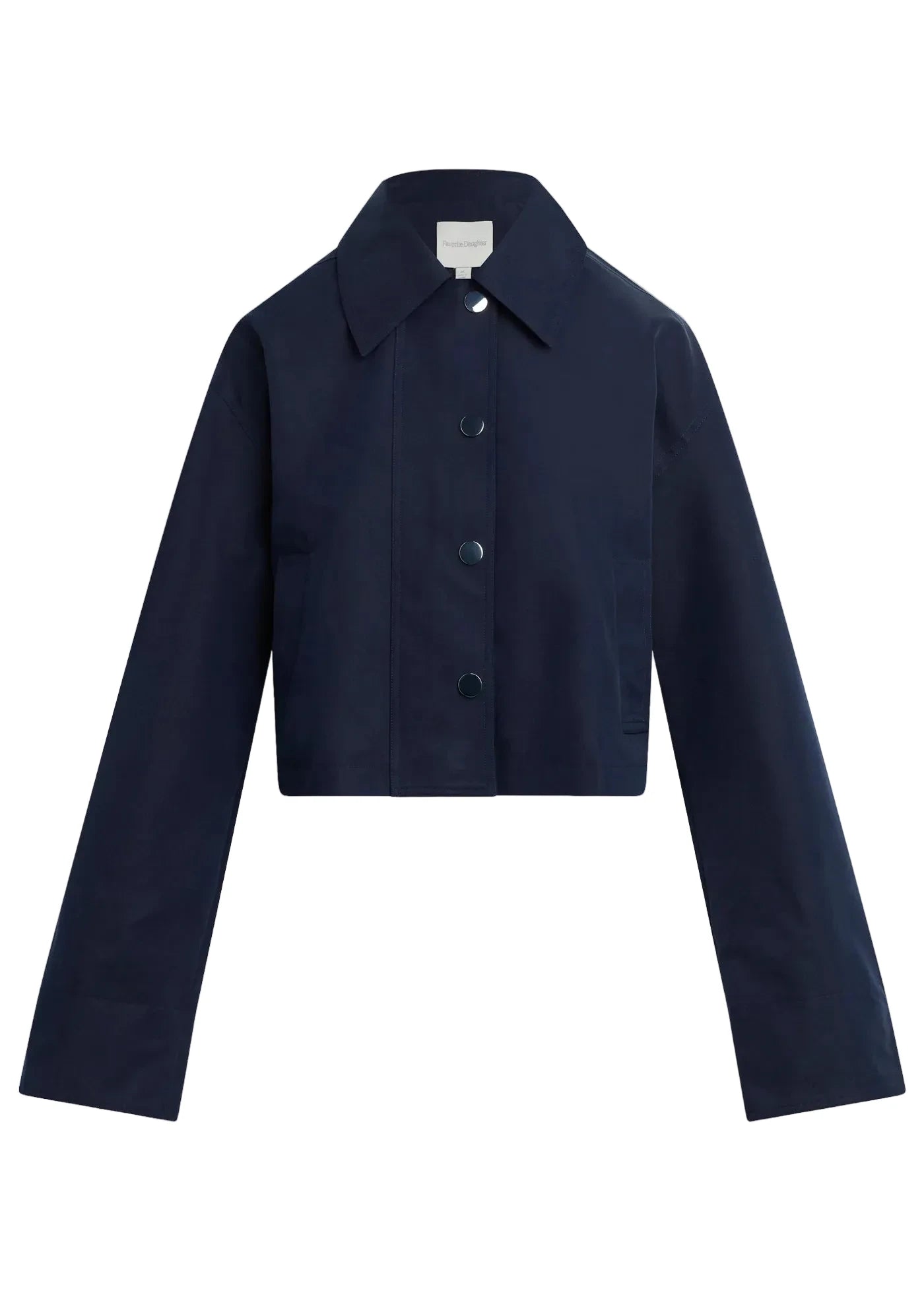 Navy blue jacket on a beige background