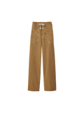 Tan pants with a drawstring on a white background. fima trousers ba&sh