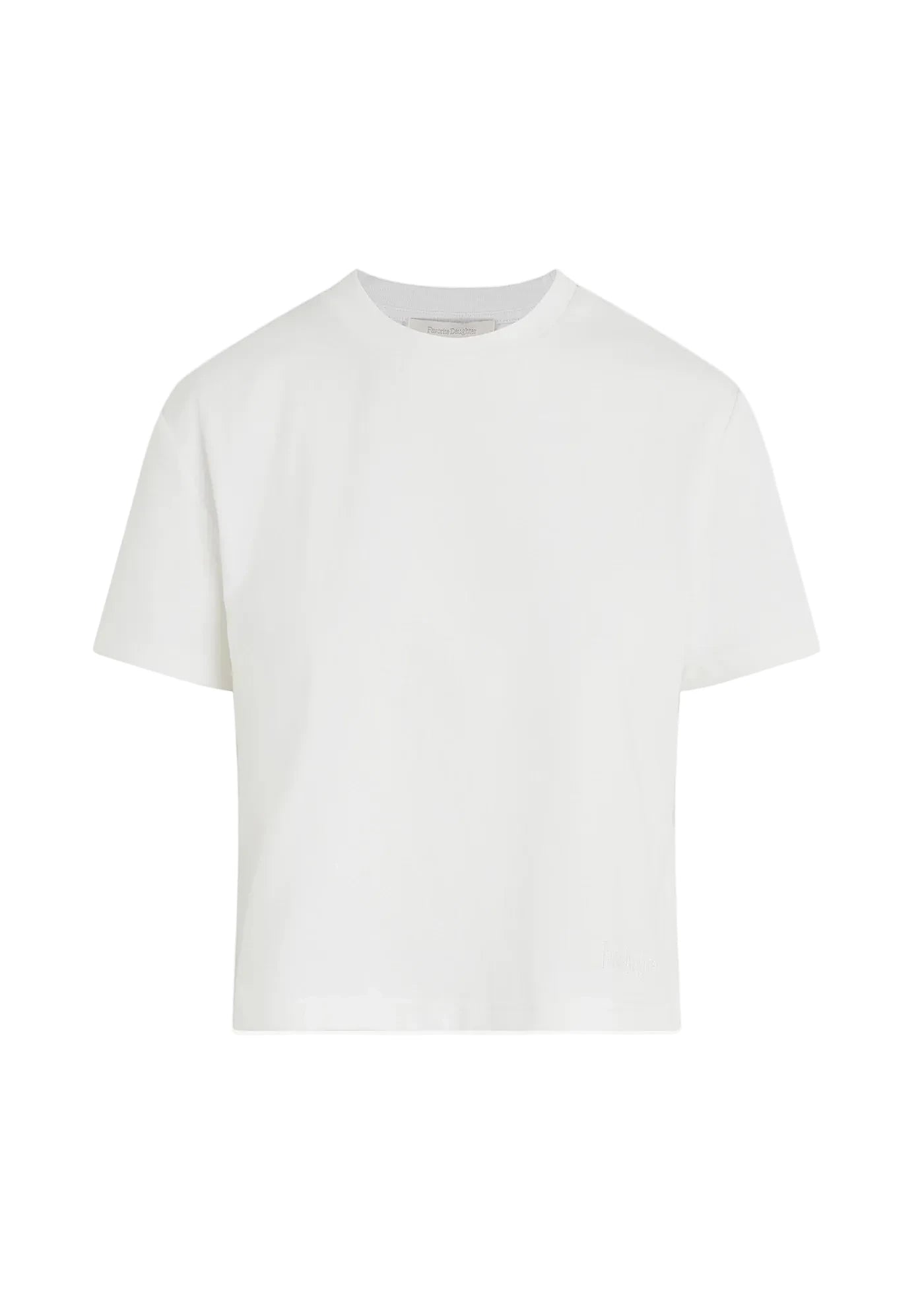 White t-shirt on a light gray background