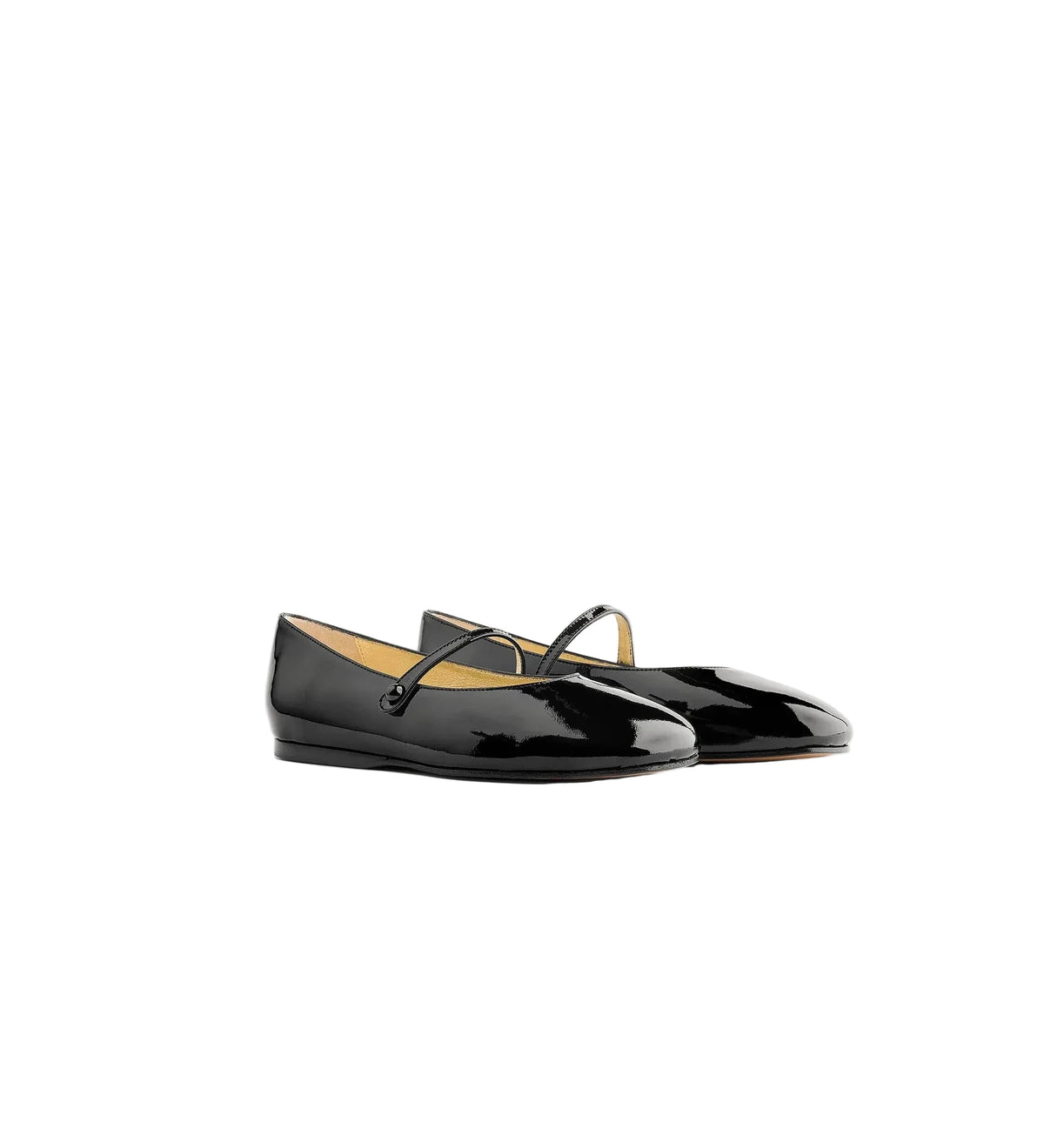 Patent Leather Ballet Flats With Straps Nero