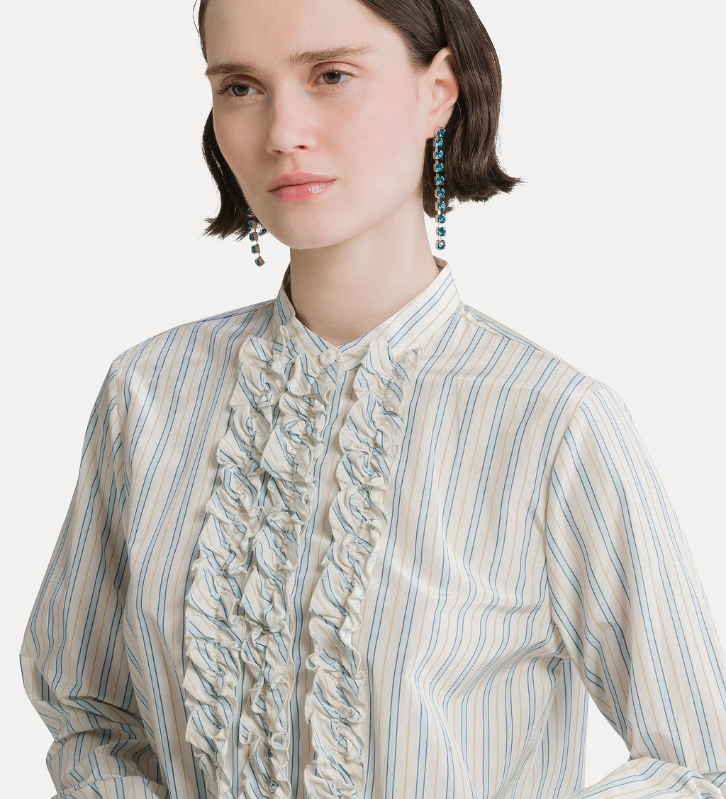 Ruched Striped Shirt Celestial