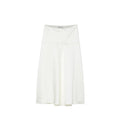 An off-white A-line skirt with a structured waistband and subtle tonal jacquard pattern, shown against a light gray background.