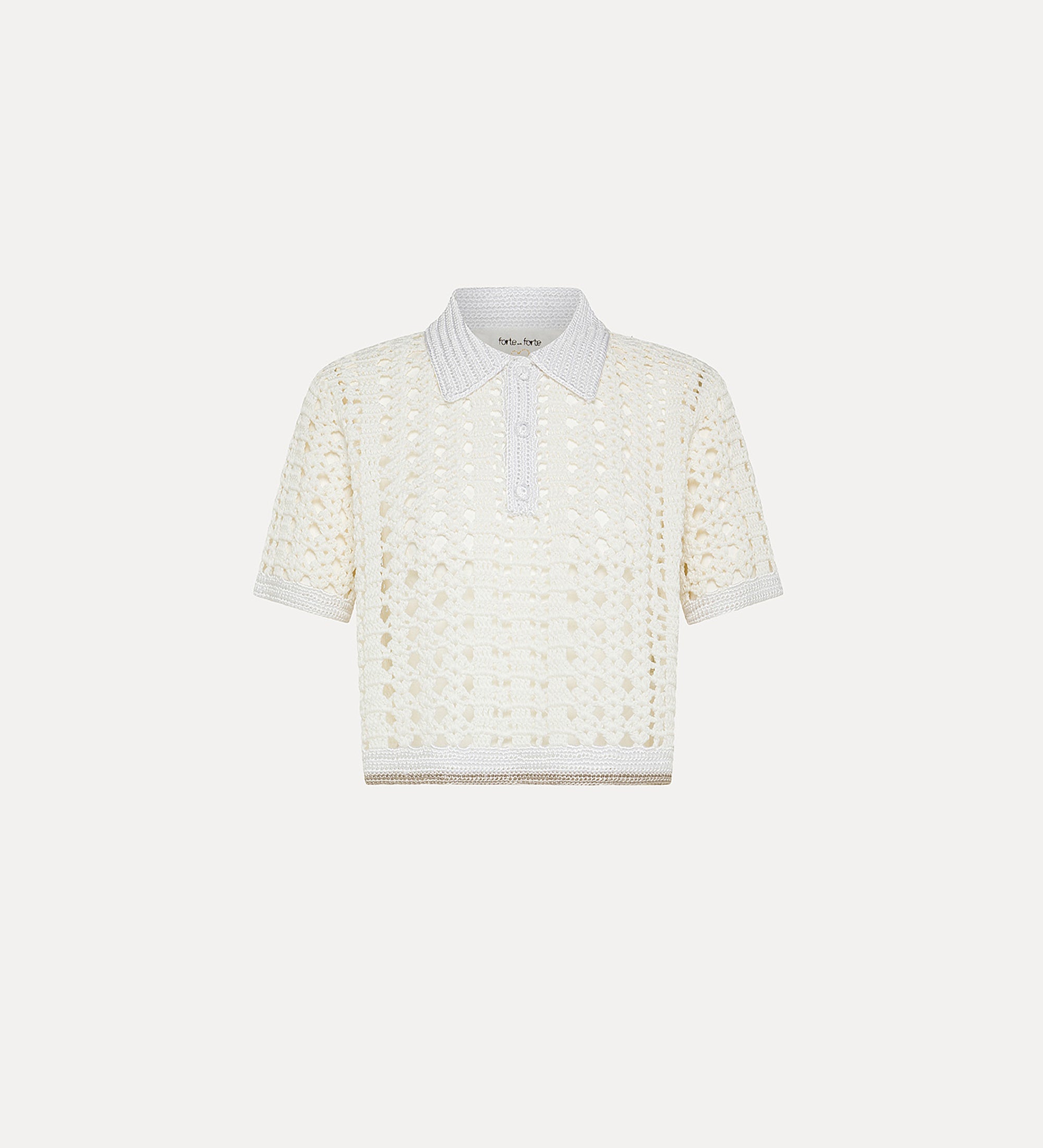 Crocheted Cropped Polo Shirt
