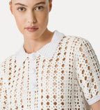 Crocheted Cropped Polo Shirt