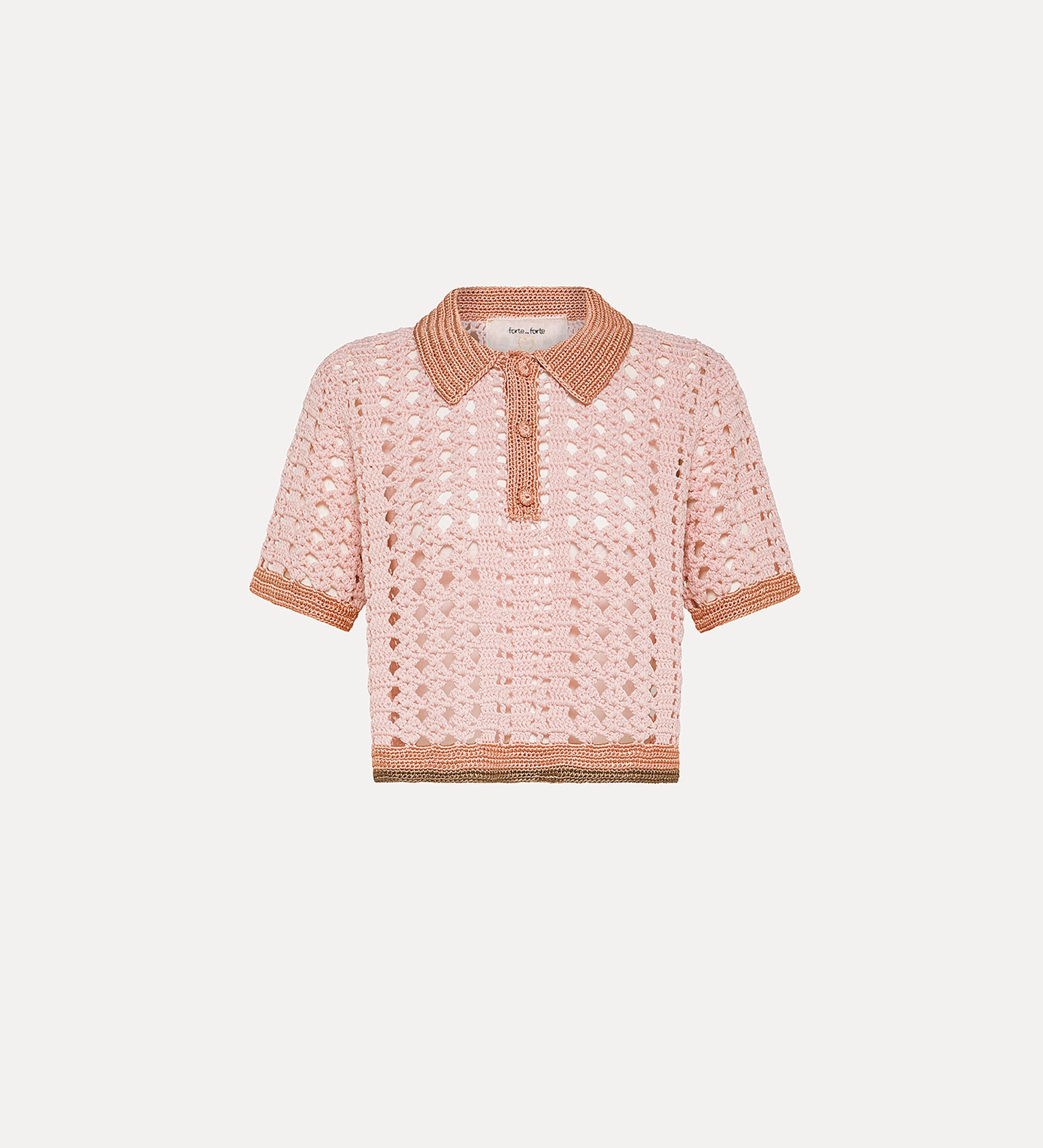 Crocheted Cropped Polo Shirt