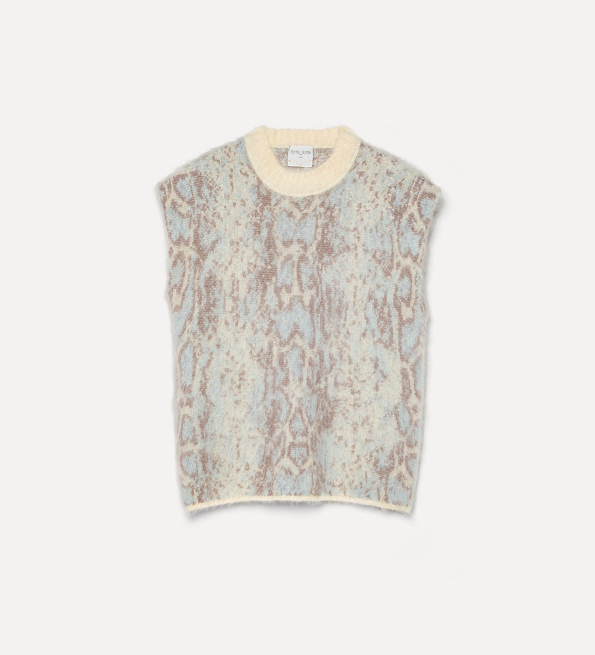 Patterned sleeveless top on a white background