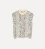 Patterned sleeveless top on a white background