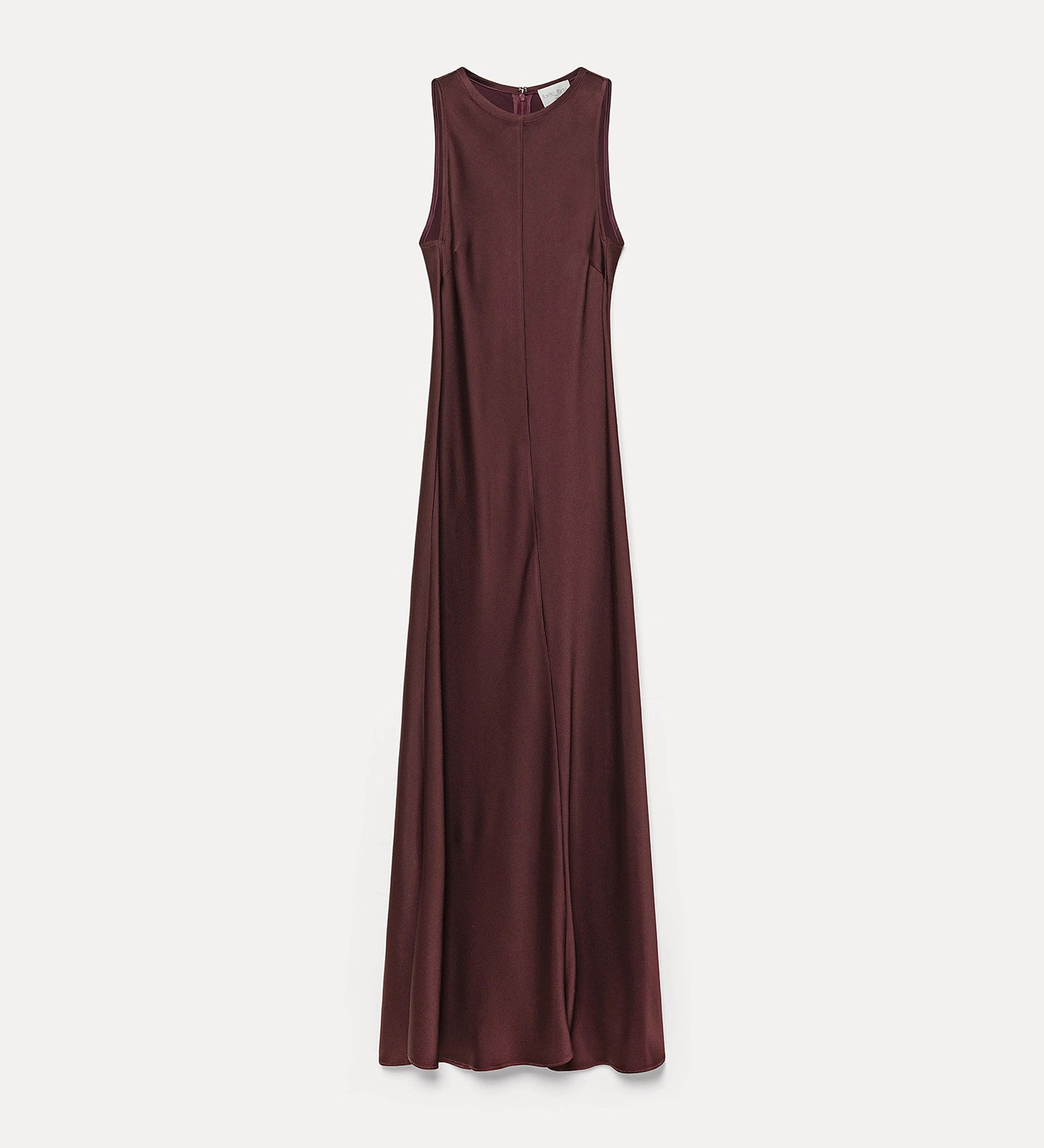 Maroon dress on a light gray background
