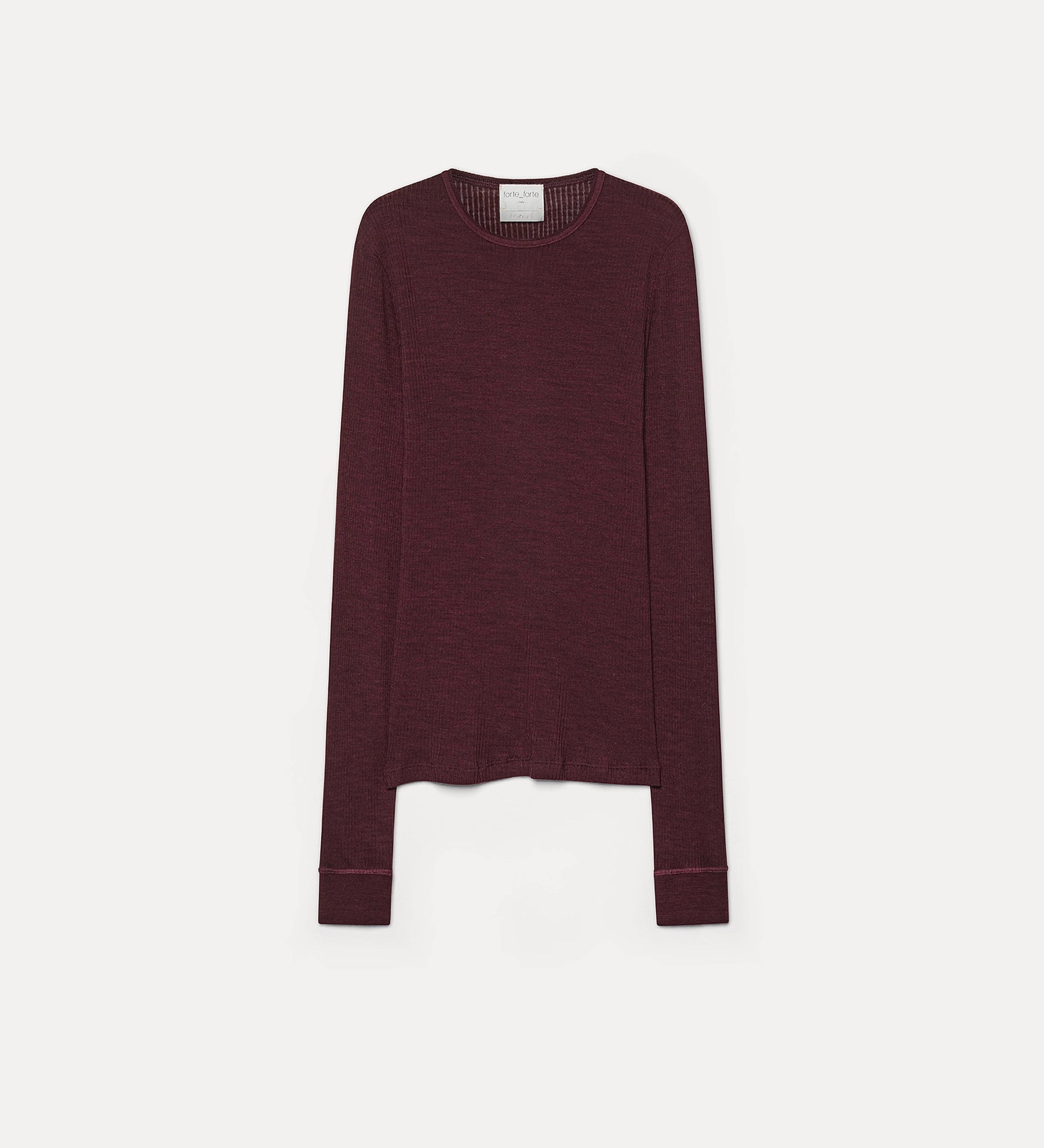 Maroon long-sleeve shirt on a light gray background