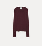 Maroon long-sleeve shirt on a light gray background