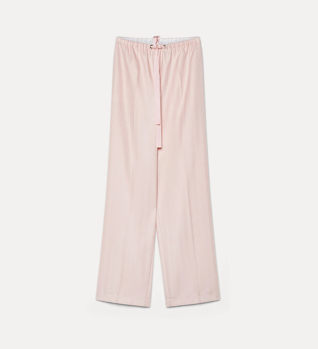 Light pink pajama pants on a white background