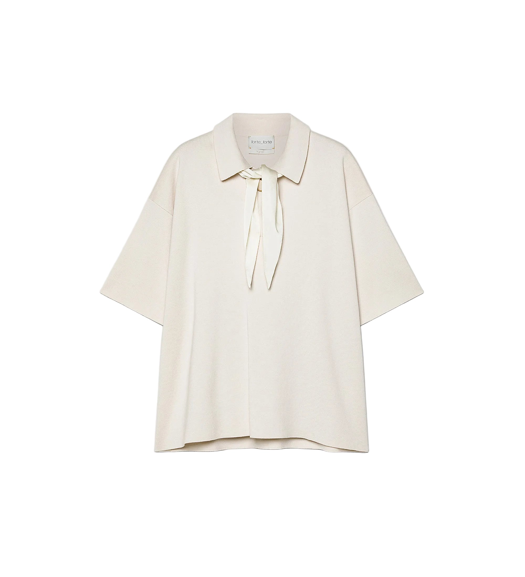 White blouse with a tie collar on a white background