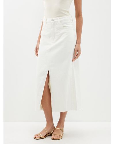 FRAME - The Midaxi Skirt Angled Seam Raw Afterin Ecru