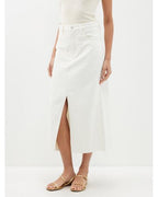 The Midaxi Skirt Angled Seam Raw Afterin Ecru