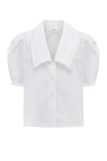 White blouse with puff sleeves on a white background POPLIN SAILOR BLOUSE FRAME DENIM