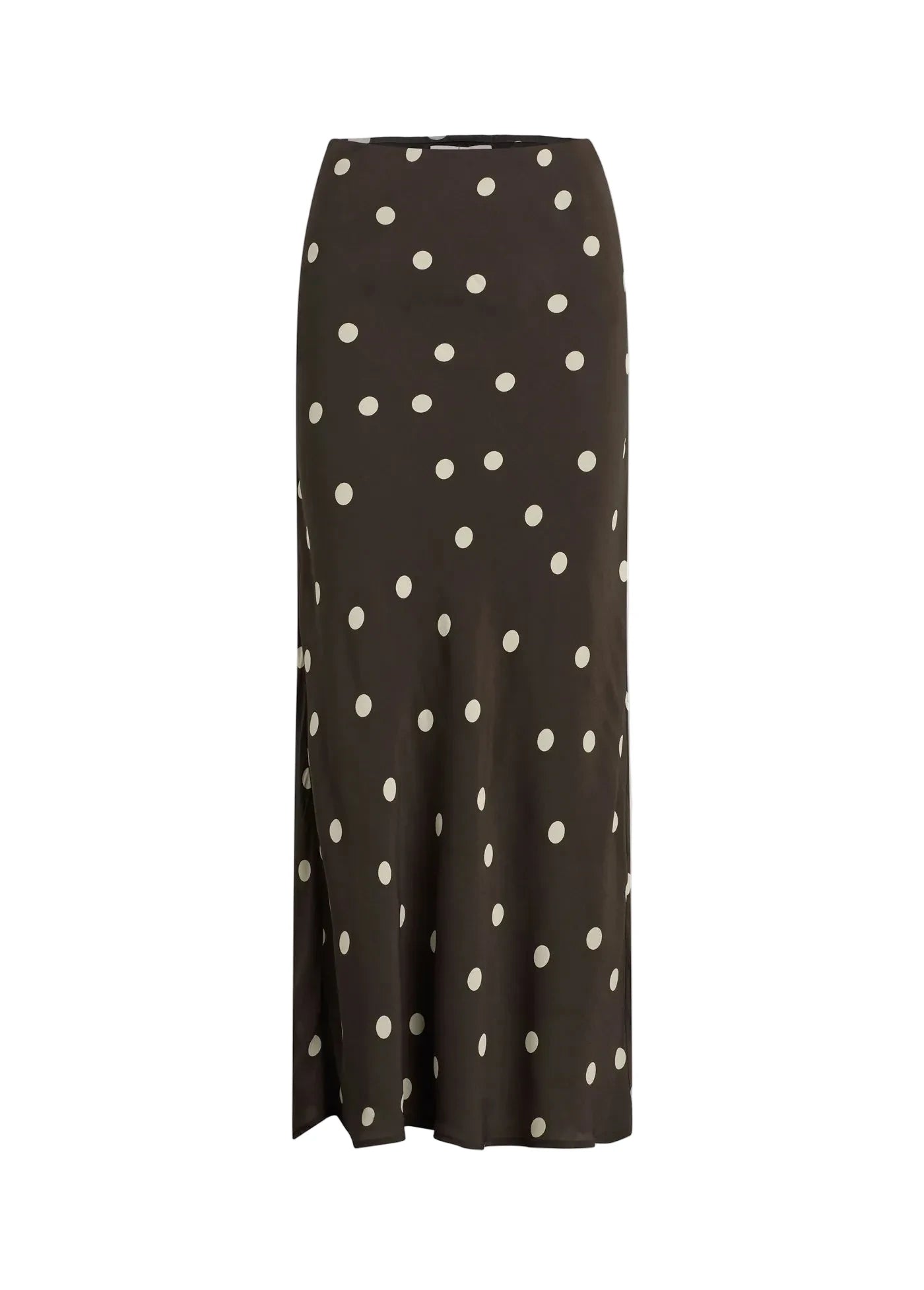 Black skirt with white polka dots on a white background