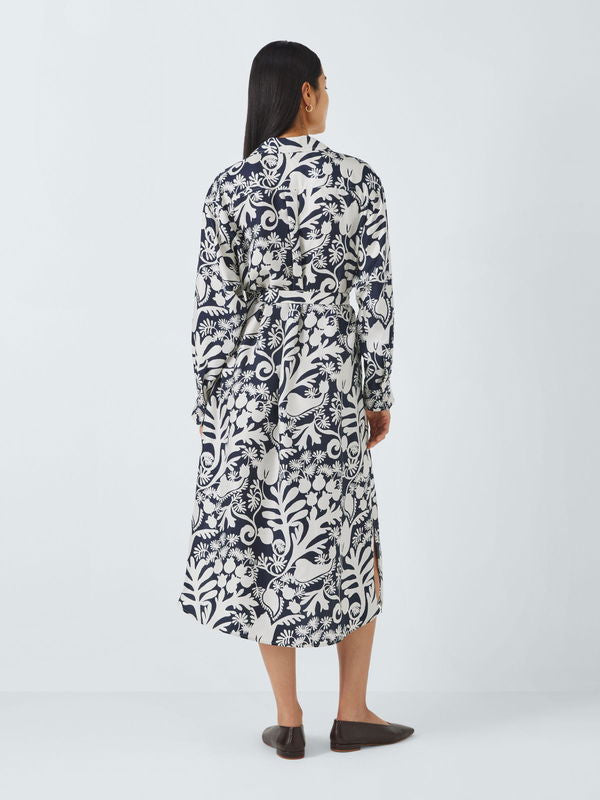 Gaia Botanical Print Silk Shirt Dress