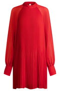 Red pleated dress on a white background