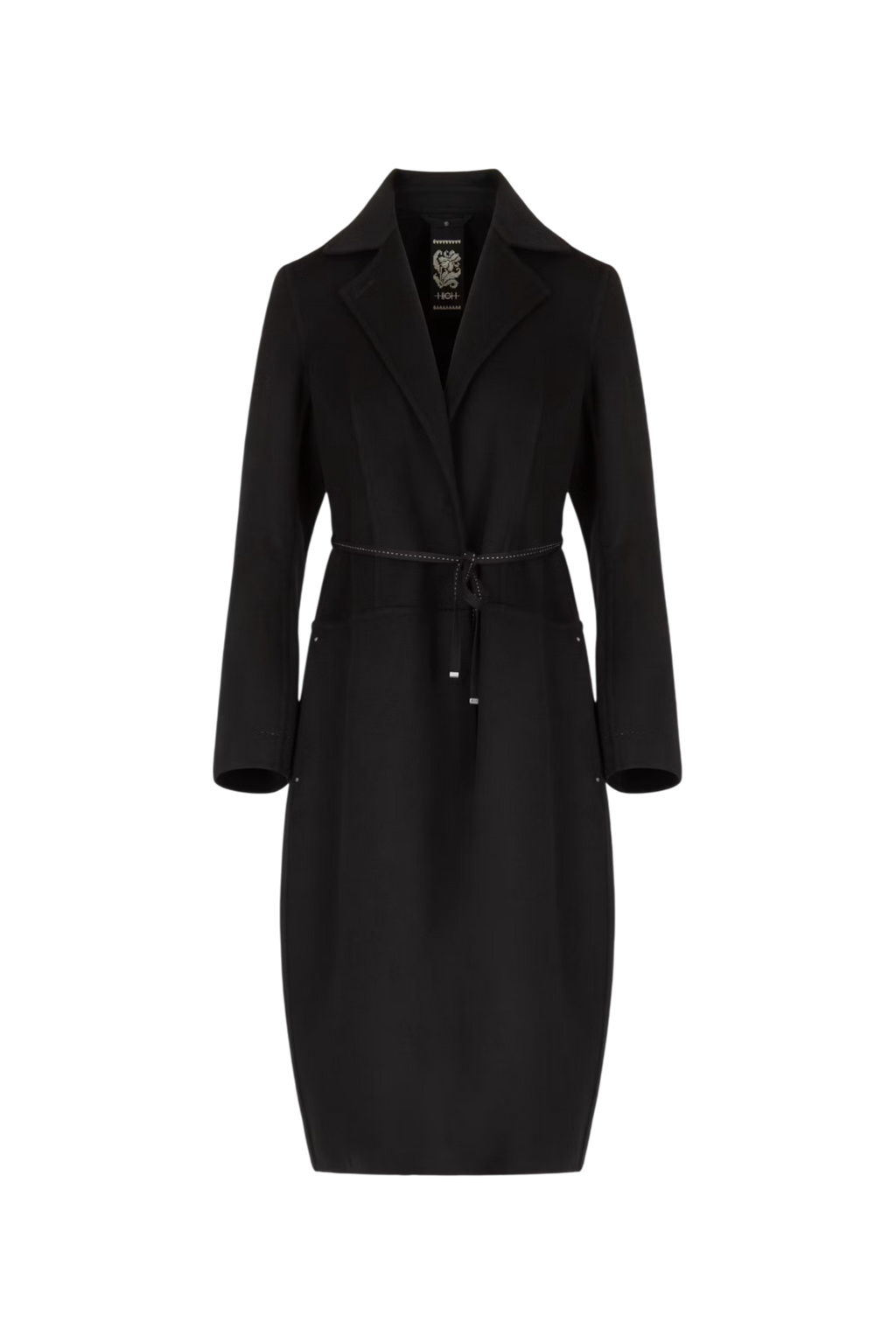 high everyday couture Black coat on a white background