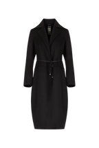 high everyday couture Black coat on a white background