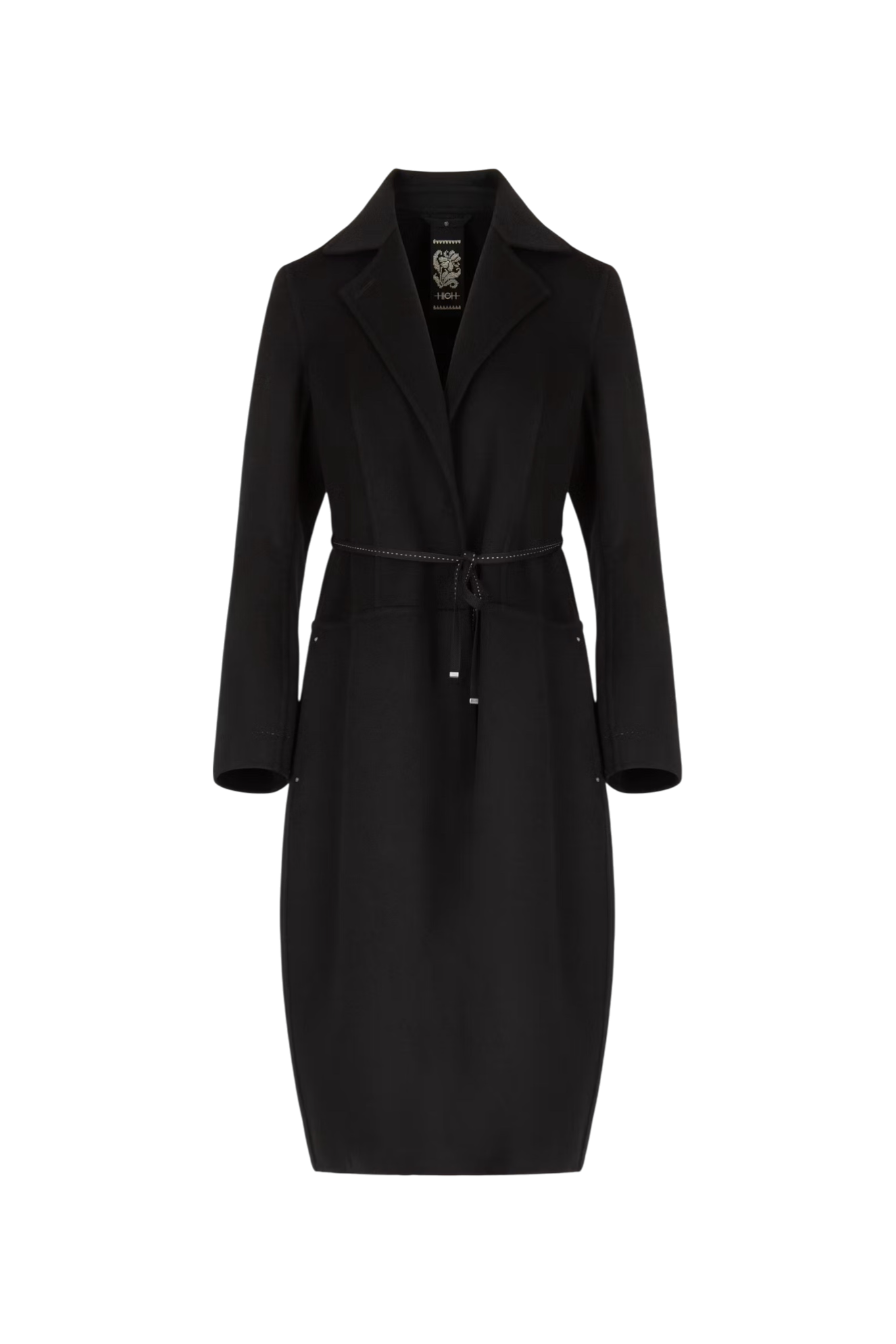 high everyday couture Black coat on a white background