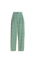 Green patterned pants on a white background