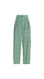 Green patterned pants on a white background