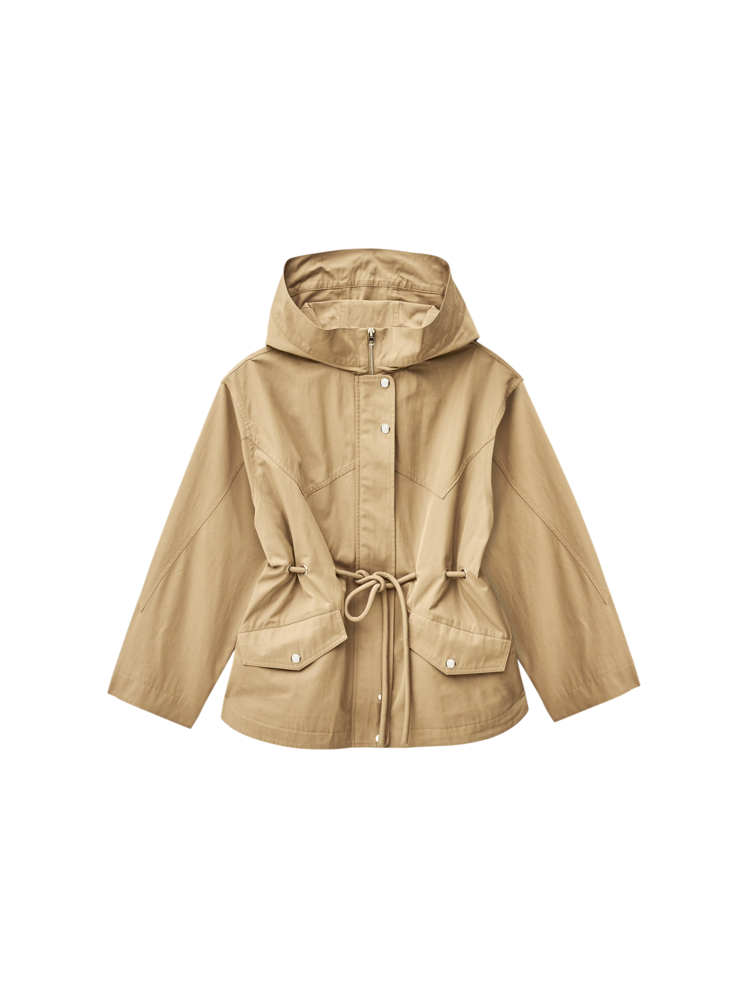 Beige hooded jacket on a white background.ilio parka ba&sh