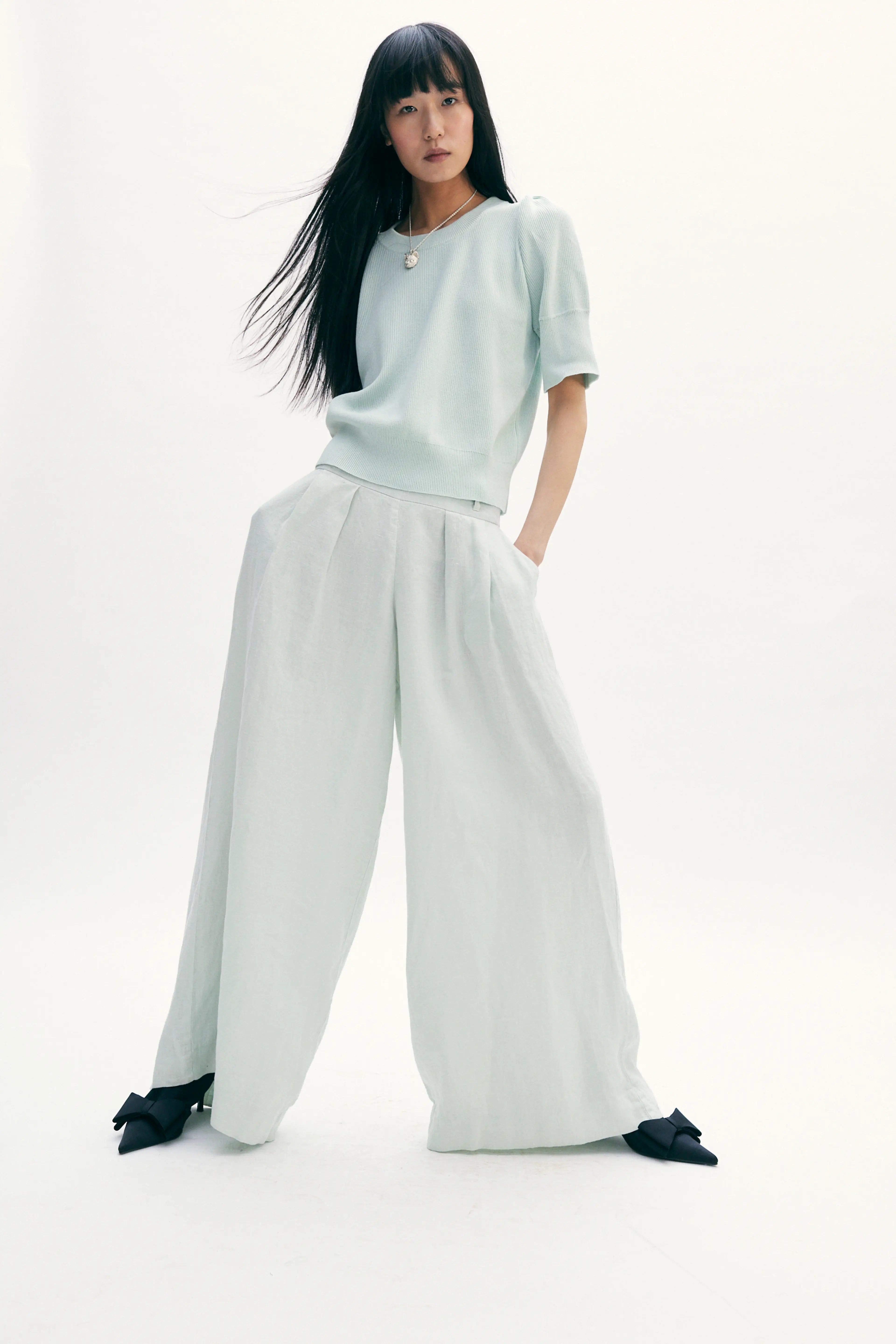 Wide Leg Matcha Trousers