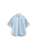 Kali cotton oversized shirt with lace inserts
