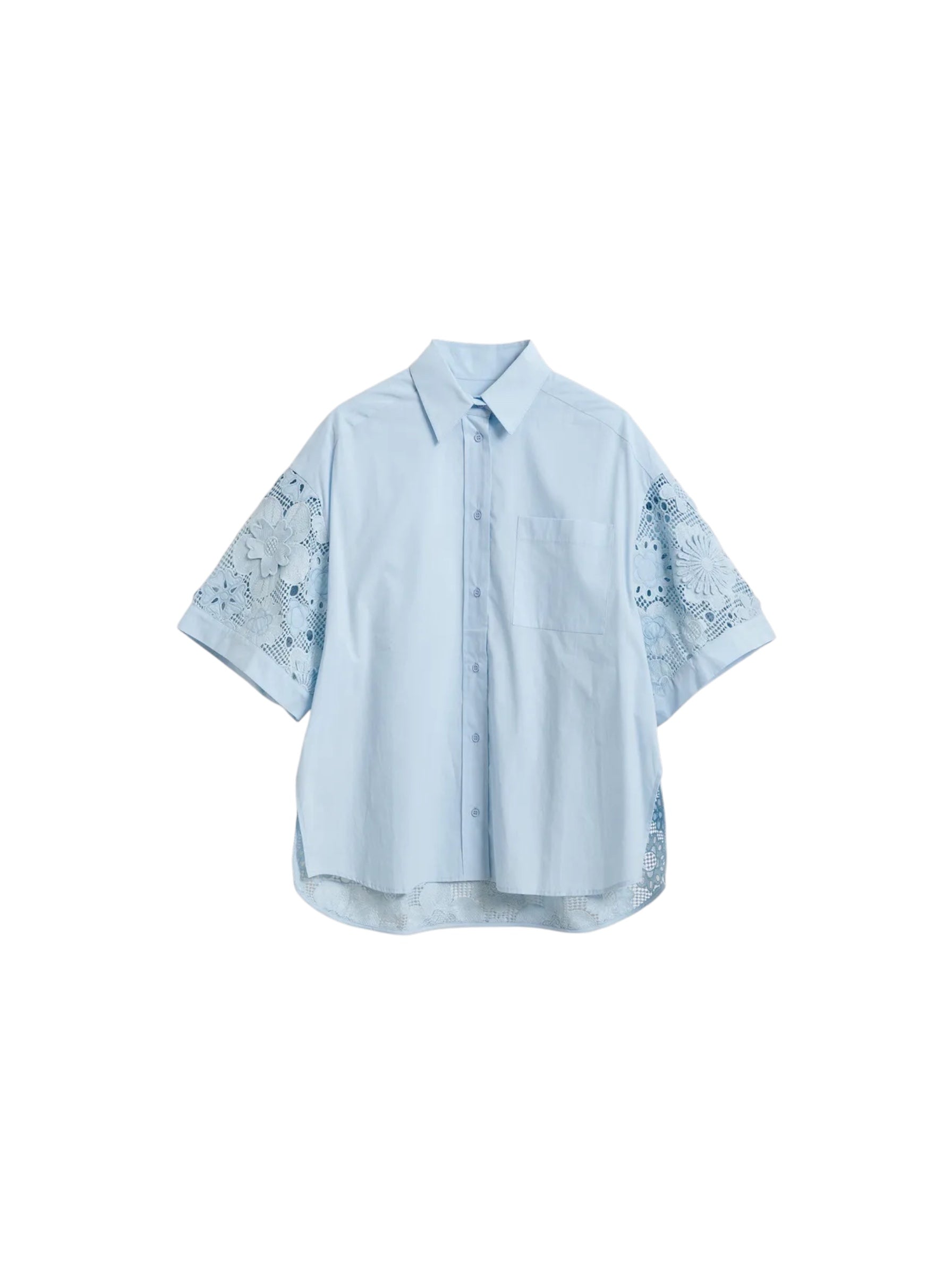 Kali cotton oversized shirt with lace inserts