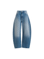 Katsu jeans with barrel leg and rhombus stitching