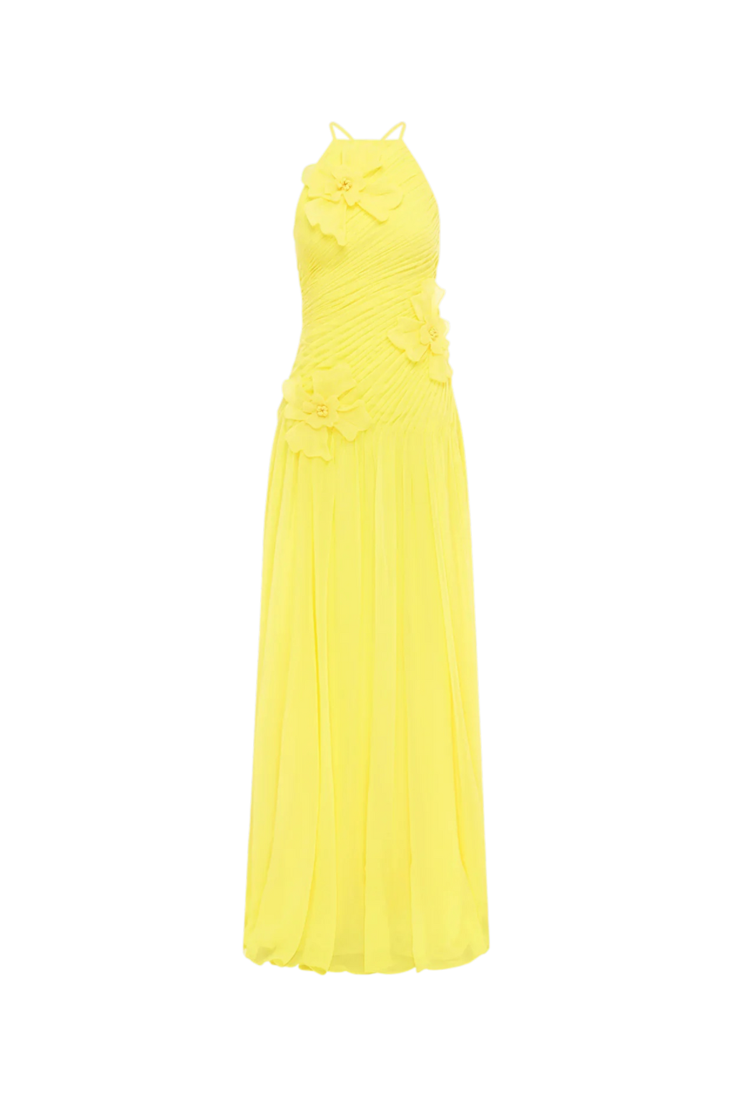 Leo Lin Amya dress Yellow evening gown on a white background