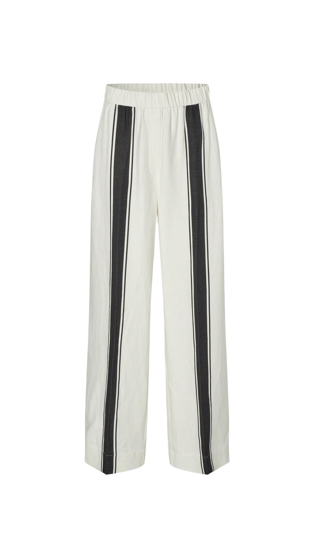 lie trousers second female White pants with black stripes on a white background